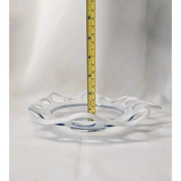 Vintage Murano Open Lace Glass Bowl Webbing Art Mid Century White 8.5" - Picture 7 of 8